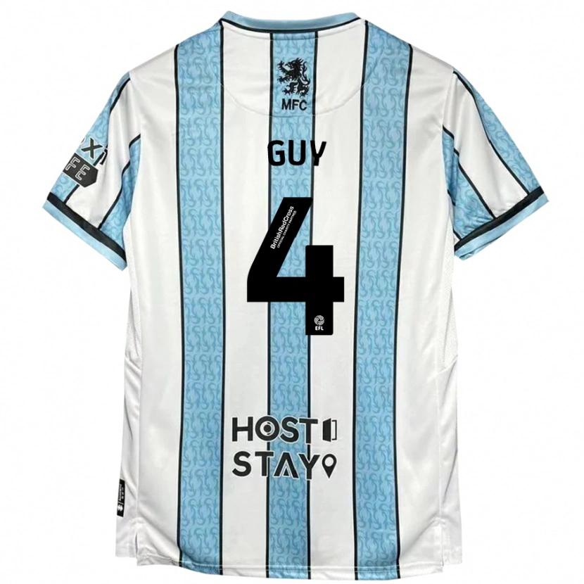 Danxen Børn Bethany Guy #4 Hvid Blå Udebane Spillertrøjer 2024/25 Trøje T-Shirt