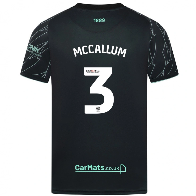 Danxen Børn Sam Mccallum #3 Sort Grøn Udebane Spillertrøjer 2024/25 Trøje T-Shirt