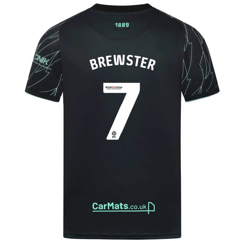 Danxen Børn Rhian Brewster #7 Sort Grøn Udebane Spillertrøjer 2024/25 Trøje T-Shirt