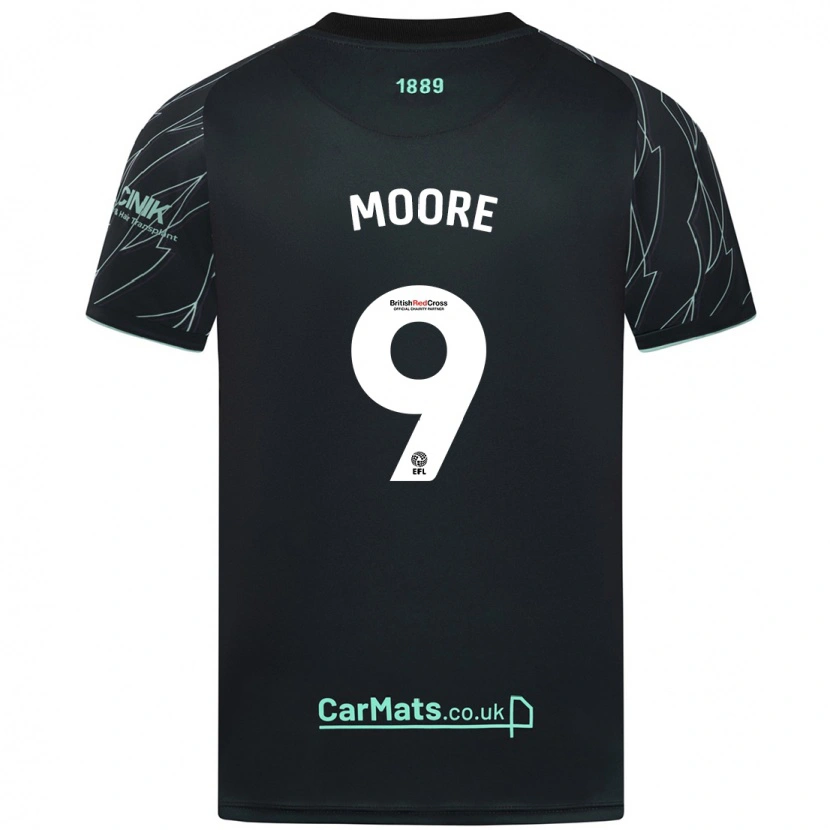 Danxen Børn Kieffer Moore #9 Sort Grøn Udebane Spillertrøjer 2024/25 Trøje T-Shirt
