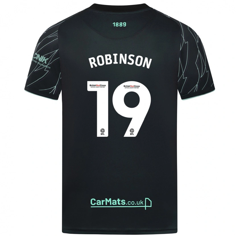 Danxen Børn Jack Robinson #19 Sort Grøn Udebane Spillertrøjer 2024/25 Trøje T-Shirt