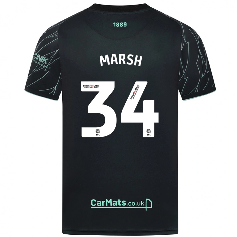 Danxen Børn Louie Marsh #34 Sort Grøn Udebane Spillertrøjer 2024/25 Trøje T-Shirt