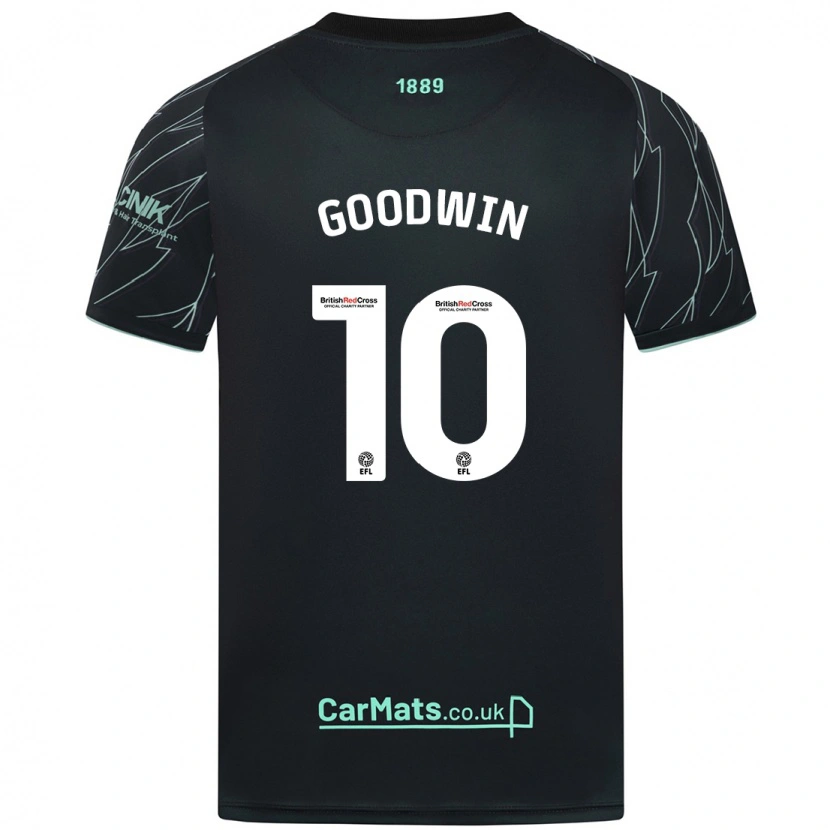 Danxen Børn Isobel Goodwin #10 Sort Grøn Udebane Spillertrøjer 2024/25 Trøje T-Shirt