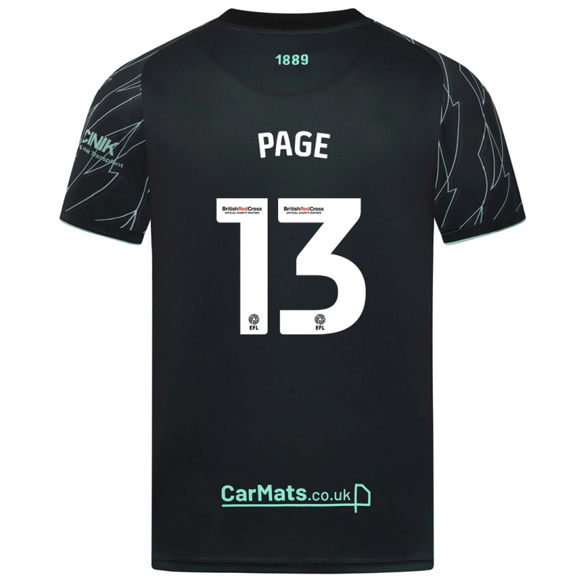 Danxen Børn Olivia Page #13 Sort Grøn Udebane Spillertrøjer 2024/25 Trøje T-Shirt