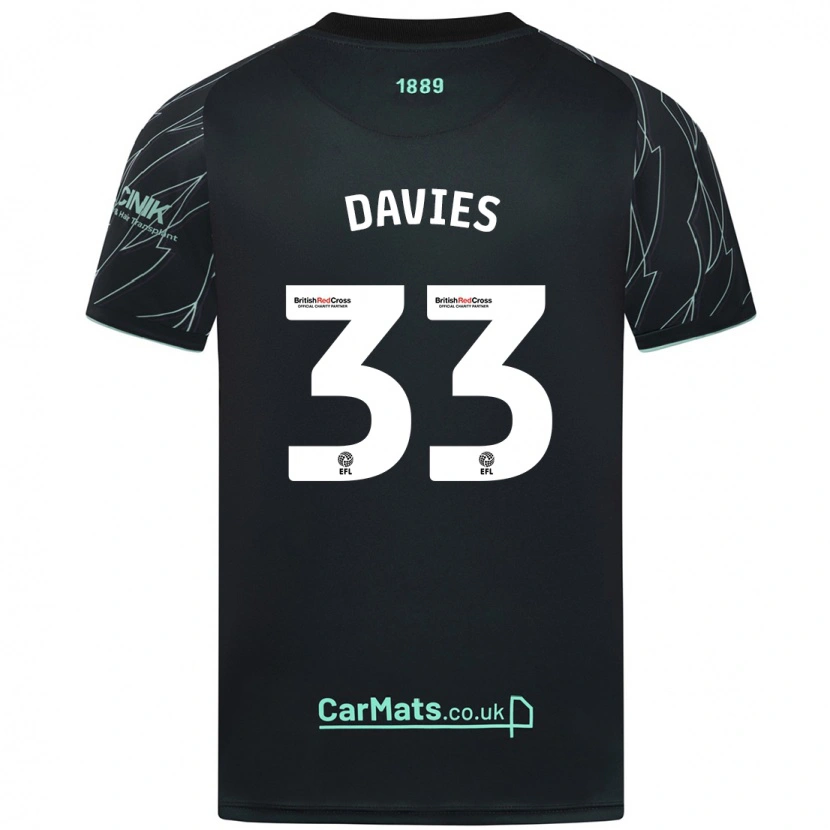 Danxen Børn Bethan Davies #33 Sort Grøn Udebane Spillertrøjer 2024/25 Trøje T-Shirt