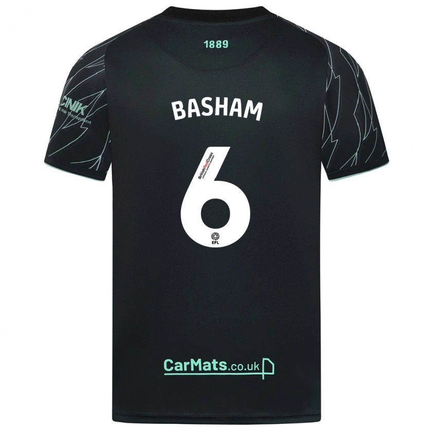 Danxen Børn Chris Basham #6 Sort Grøn Udebane Spillertrøjer 2024/25 Trøje T-Shirt
