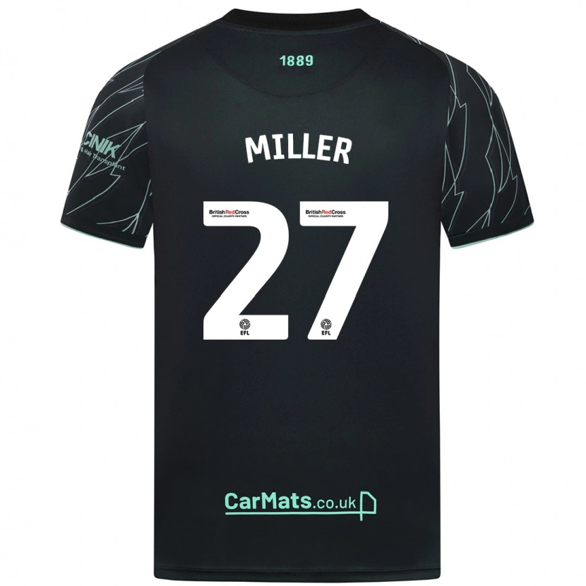 Danxen Børn Lara Miller #27 Sort Grøn Udebane Spillertrøjer 2024/25 Trøje T-Shirt