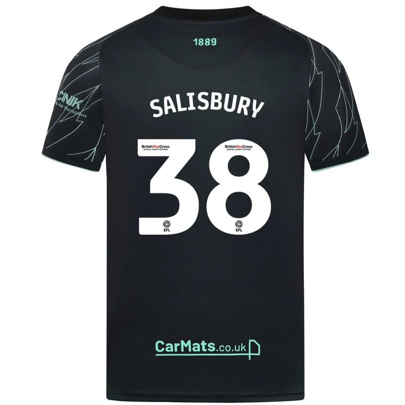 Danxen Børn Chloe Salisbury #38 Sort Grøn Udebane Spillertrøjer 2024/25 Trøje T-Shirt