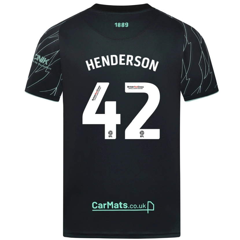 Danxen Børn Peyton Henderson #42 Sort Grøn Udebane Spillertrøjer 2024/25 Trøje T-Shirt