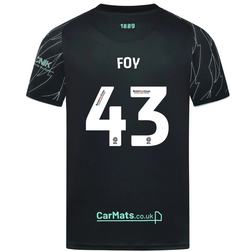 Danxen Børn Gus Foy #43 Sort Grøn Udebane Spillertrøjer 2024/25 Trøje T-Shirt
