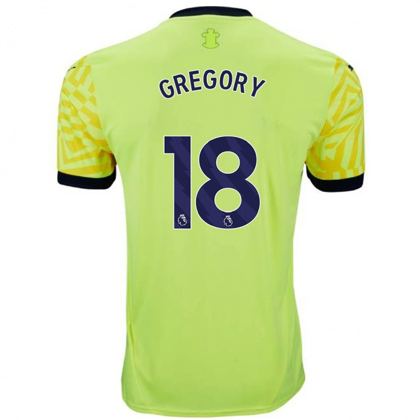 Danxen Børn Freya Gregory #18 Gul Udebane Spillertrøjer 2024/25 Trøje T-Shirt