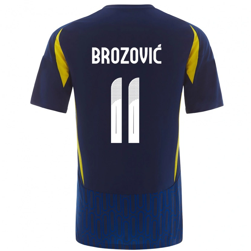 Danxen Børn Marcelo Brozovic #11 Blå Gul Udebane Spillertrøjer 2024/25 Trøje T-Shirt