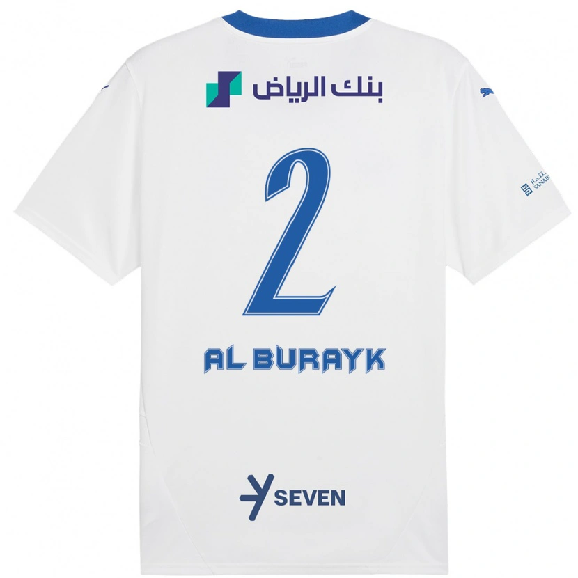 Danxen Børn Mohammed Al-Burayk #2 Hvid Blå Udebane Spillertrøjer 2024/25 Trøje T-Shirt