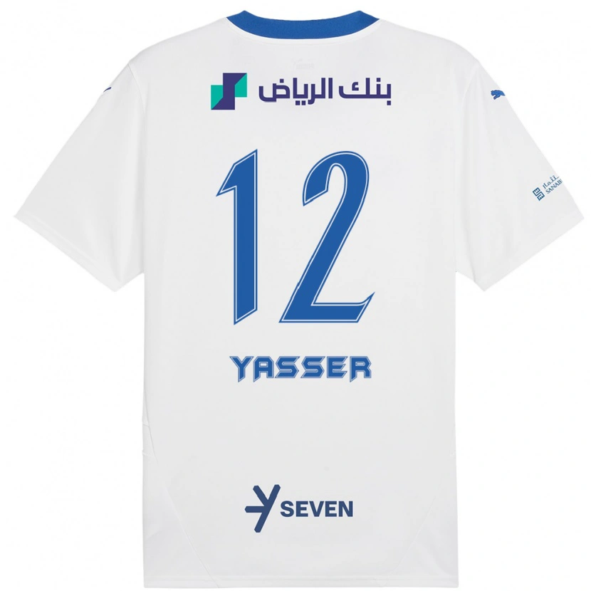 Danxen Børn Yasser Al-Shahrani #12 Hvid Blå Udebane Spillertrøjer 2024/25 Trøje T-Shirt