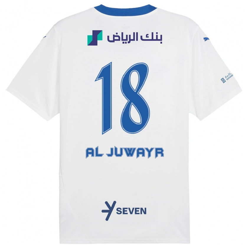Danxen Børn Musab Al-Juwayr #18 Hvid Blå Udebane Spillertrøjer 2024/25 Trøje T-Shirt
