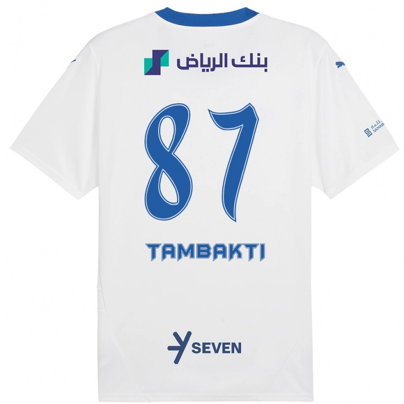 Danxen Børn Hassan Tambakti #87 Hvid Blå Udebane Spillertrøjer 2024/25 Trøje T-Shirt