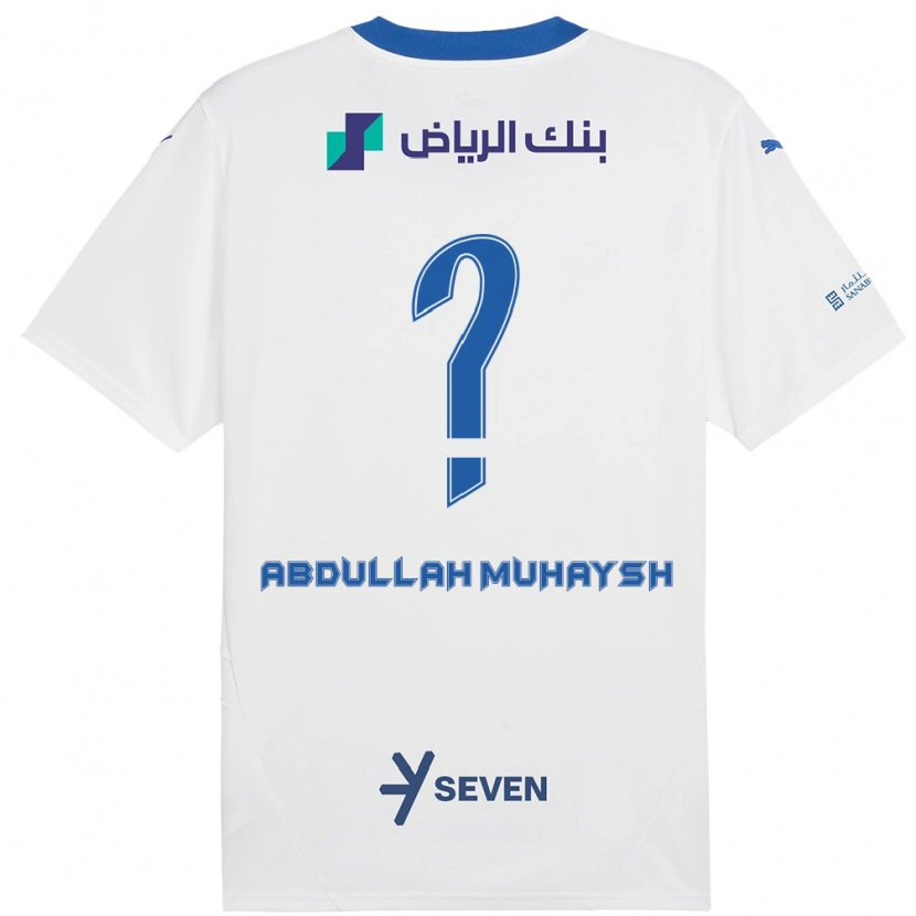 Danxen Børn Mohammed Abdullah Muhaysh #0 Hvid Blå Udebane Spillertrøjer 2024/25 Trøje T-Shirt