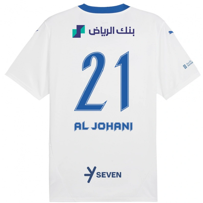 Danxen Børn Joury Al-Johani #21 Hvid Blå Udebane Spillertrøjer 2024/25 Trøje T-Shirt