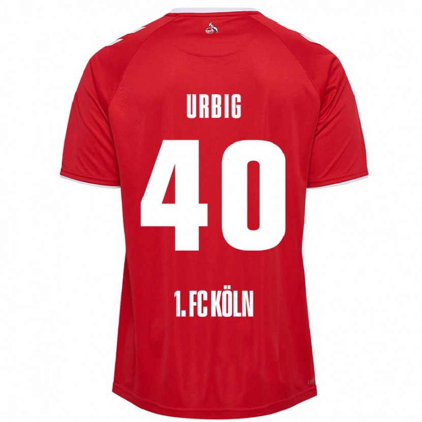 Danxen Børn Jonas Urbig #40 Rød Hvid Udebane Spillertrøjer 2024/25 Trøje T-Shirt