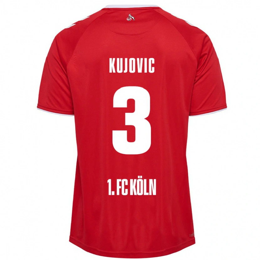 Danxen Børn Emin Kujovic #3 Rød Hvid Udebane Spillertrøjer 2024/25 Trøje T-Shirt
