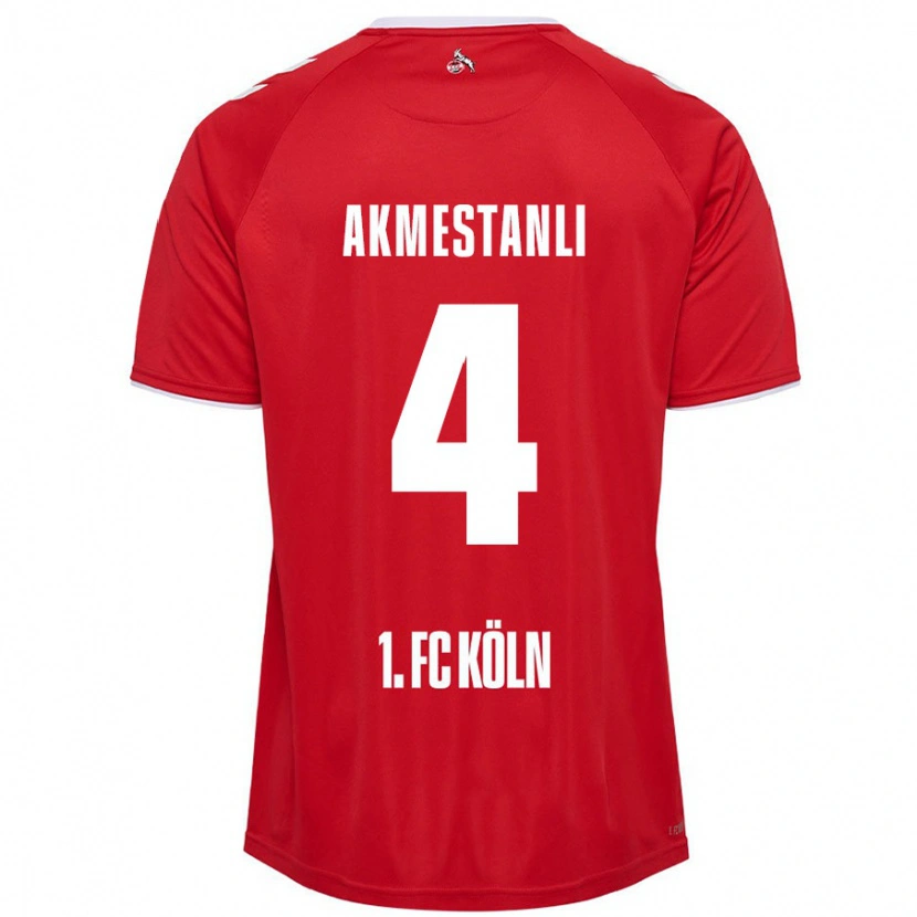 Danxen Børn Teoman Akmestanli #4 Rød Hvid Udebane Spillertrøjer 2024/25 Trøje T-Shirt