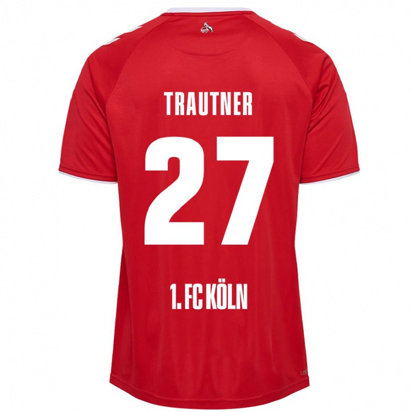 Danxen Børn Tobias Trautner #27 Rød Hvid Udebane Spillertrøjer 2024/25 Trøje T-Shirt