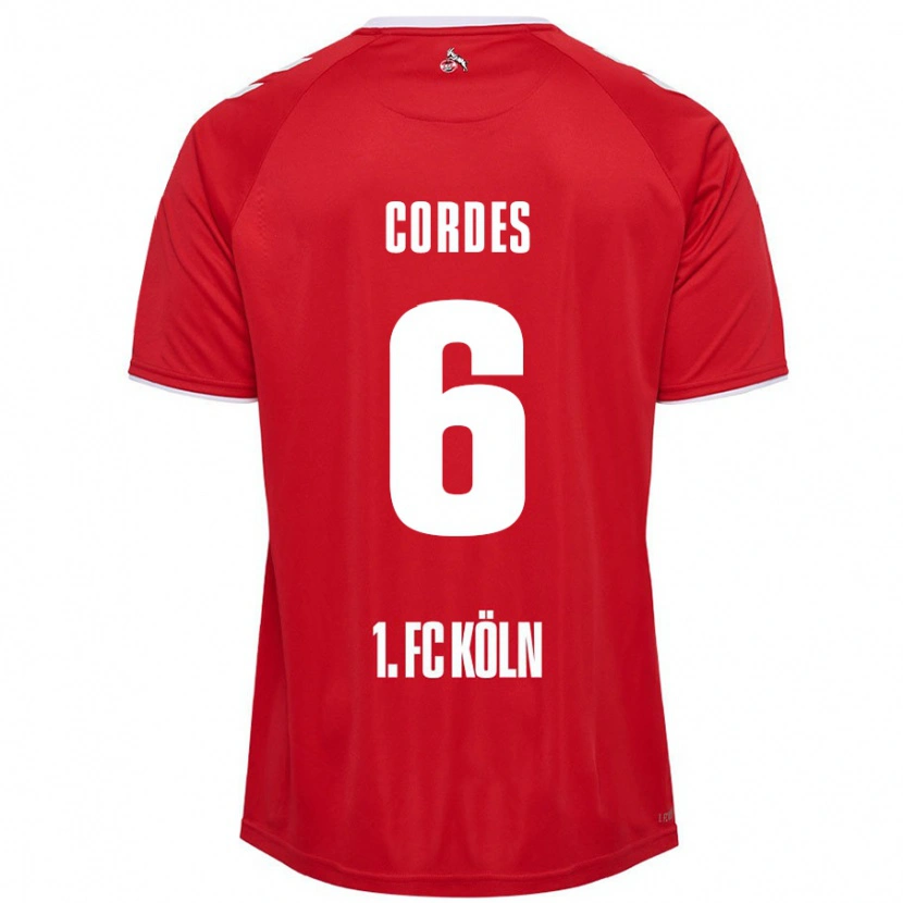 Danxen Børn Lotta Cordes #6 Rød Hvid Udebane Spillertrøjer 2024/25 Trøje T-Shirt