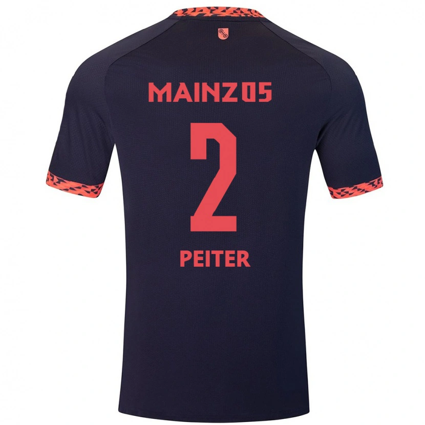 Danxen Børn Chiara Peiter #2 Blå Koralrød Udebane Spillertrøjer 2024/25 Trøje T-Shirt