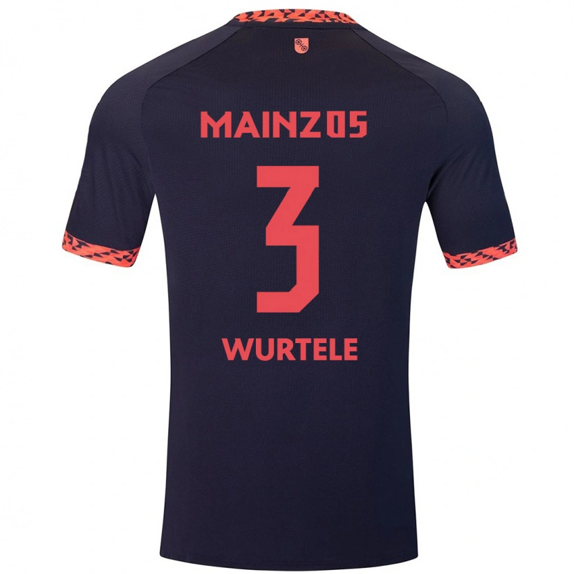 Danxen Børn Fabienne Würtele #3 Blå Koralrød Udebane Spillertrøjer 2024/25 Trøje T-Shirt