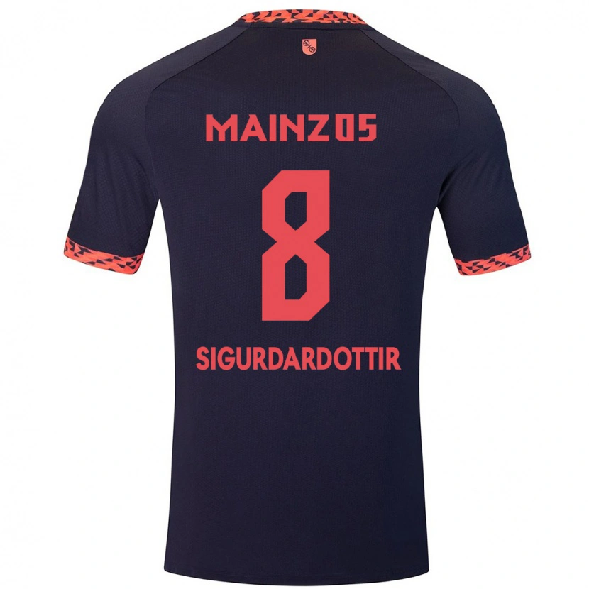 Danxen Børn Heiðrún Sigurðardóttir #8 Blå Koralrød Udebane Spillertrøjer 2024/25 Trøje T-Shirt