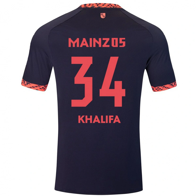 Danxen Børn Sarah Khalifa #34 Blå Koralrød Udebane Spillertrøjer 2024/25 Trøje T-Shirt