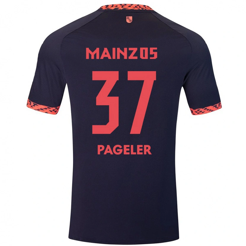 Danxen Børn Maja Pageler #37 Blå Koralrød Udebane Spillertrøjer 2024/25 Trøje T-Shirt