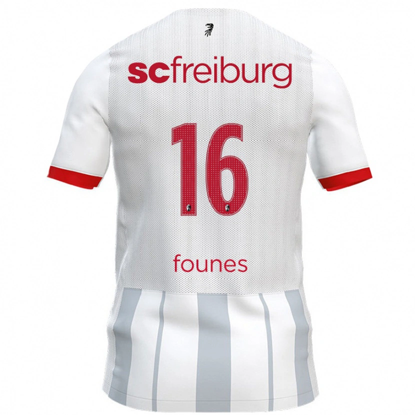 Danxen Børn Kevin Founes #16 Hvid Grå Udebane Spillertrøjer 2024/25 Trøje T-Shirt