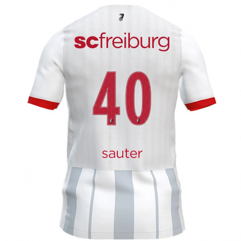 Danxen Børn Niklas Sauter #40 Hvid Grå Udebane Spillertrøjer 2024/25 Trøje T-Shirt