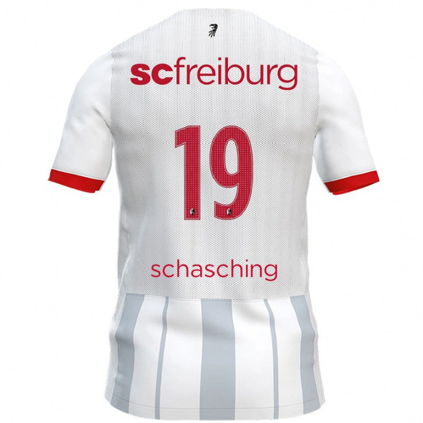 Danxen Børn Annabel Schasching #19 Hvid Grå Udebane Spillertrøjer 2024/25 Trøje T-Shirt