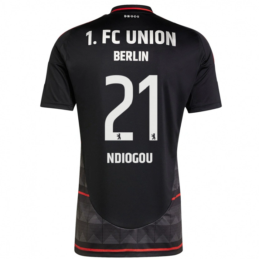Danxen Børn Pape-Omar Ndiogou #21 Sort Udebane Spillertrøjer 2024/25 Trøje T-Shirt