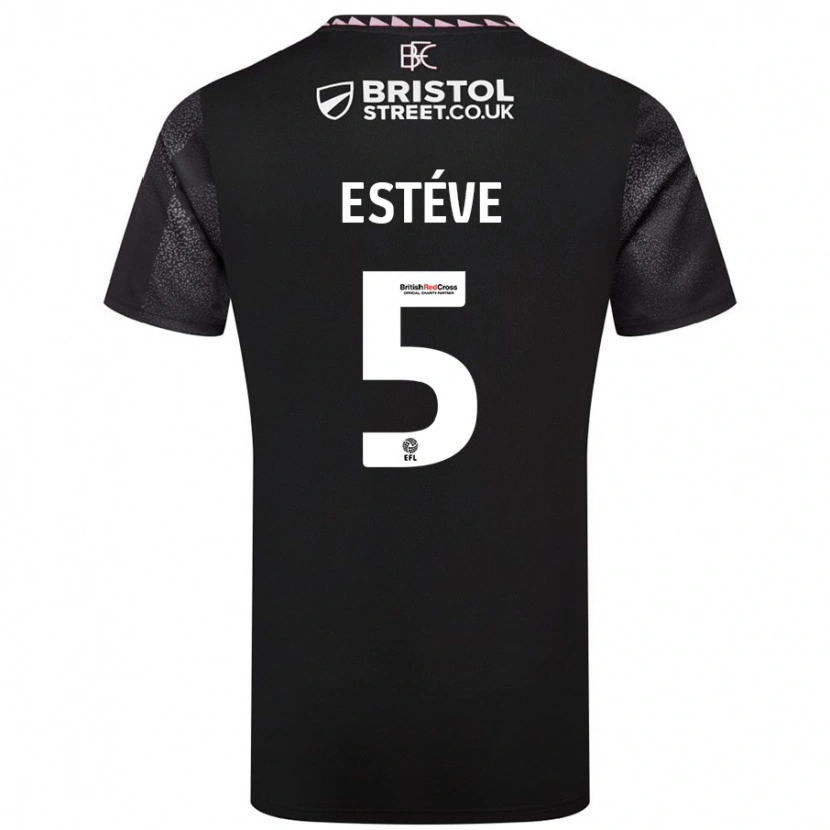 Danxen Børn Maxime Estève #5 Sort Udebane Spillertrøjer 2024/25 Trøje T-Shirt