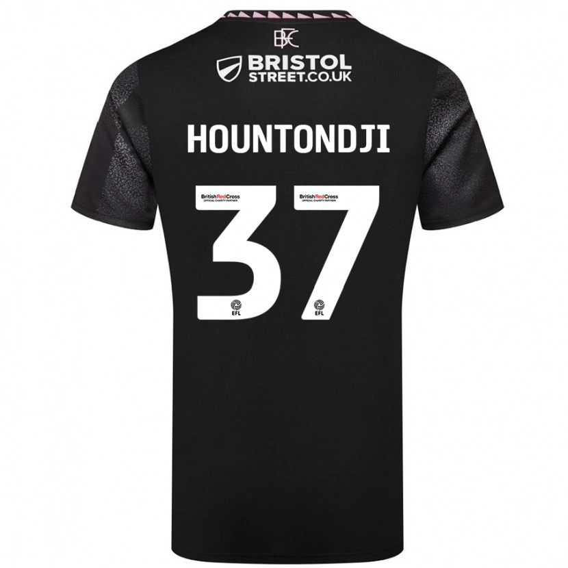 Danxen Børn Andreas Hountondji #37 Sort Udebane Spillertrøjer 2024/25 Trøje T-Shirt