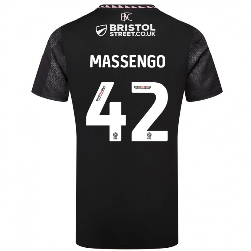 Danxen Børn Han-Noah Massengo #42 Sort Udebane Spillertrøjer 2024/25 Trøje T-Shirt