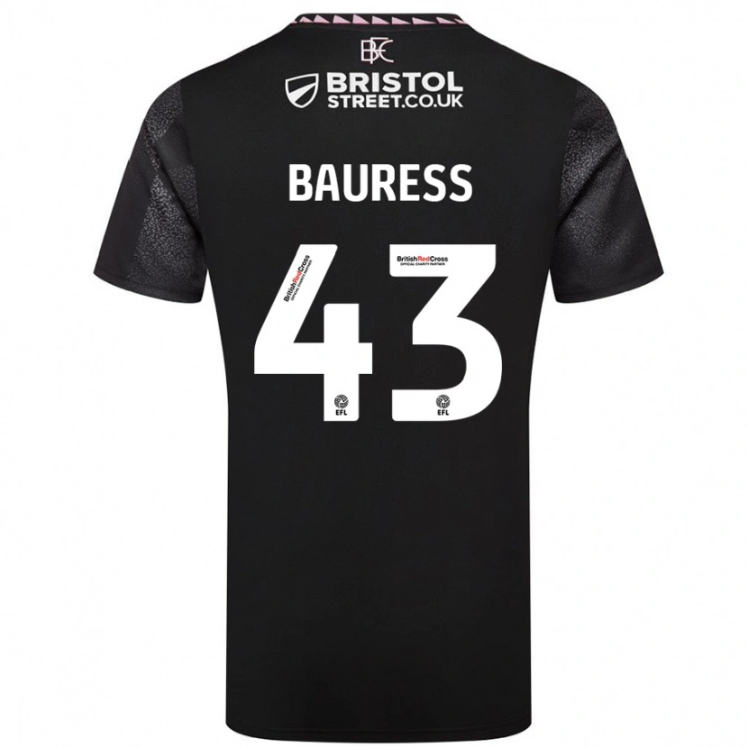 Danxen Børn Joe Bauress #43 Sort Udebane Spillertrøjer 2024/25 Trøje T-Shirt