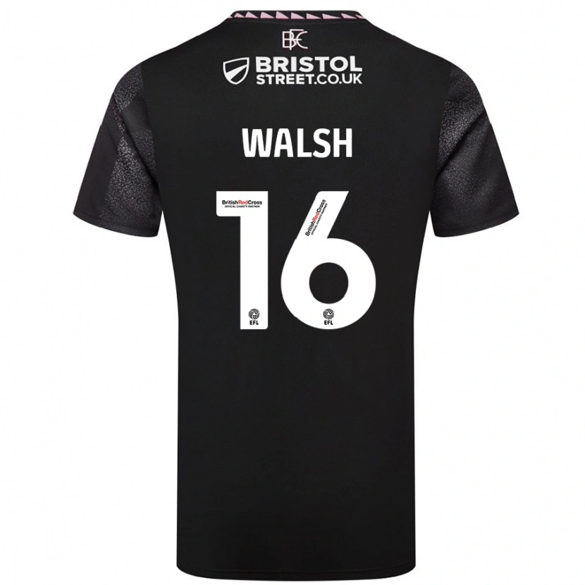 Danxen Børn Lucy Walsh #16 Sort Udebane Spillertrøjer 2024/25 Trøje T-Shirt