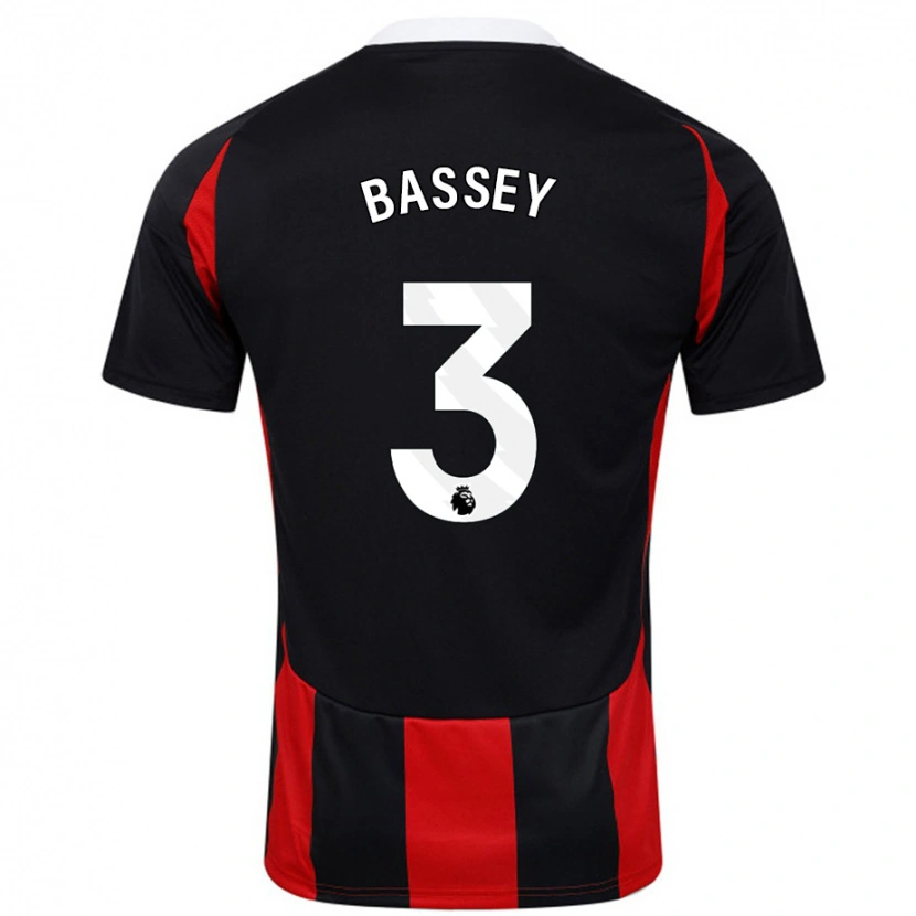 Danxen Børn Calvin Bassey #3 Sort Rød Udebane Spillertrøjer 2024/25 Trøje T-Shirt