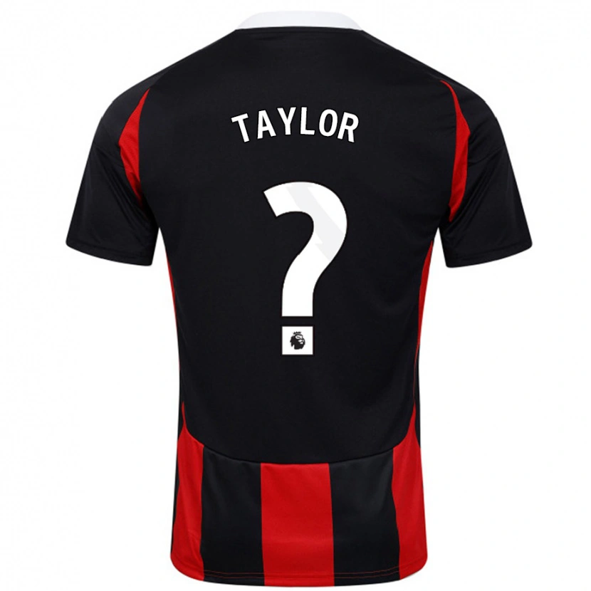 Danxen Børn Archie Taylor #0 Sort Rød Udebane Spillertrøjer 2024/25 Trøje T-Shirt