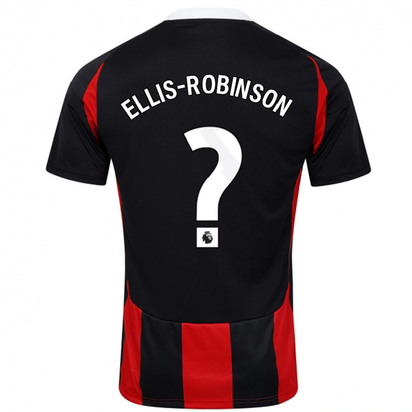Danxen Børn Eddie Ellis-Robinson #0 Sort Rød Udebane Spillertrøjer 2024/25 Trøje T-Shirt