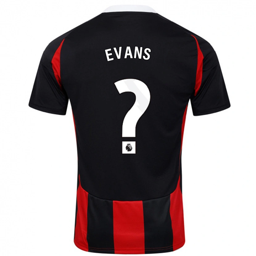 Danxen Børn Aidan Evans #0 Sort Rød Udebane Spillertrøjer 2024/25 Trøje T-Shirt