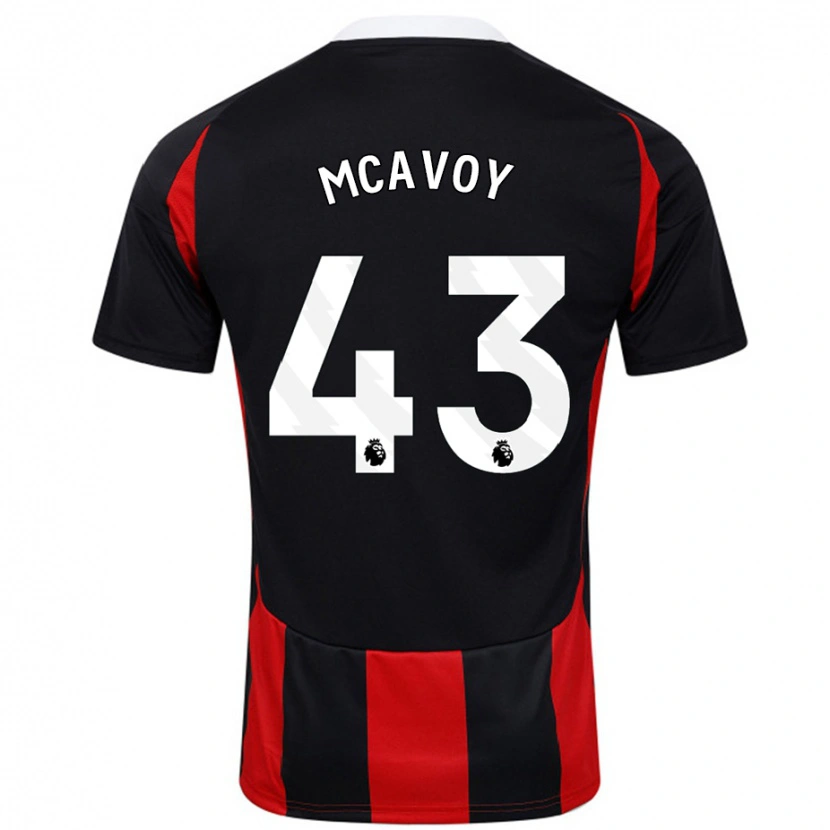 Danxen Børn Connor Mcavoy #43 Sort Rød Udebane Spillertrøjer 2024/25 Trøje T-Shirt