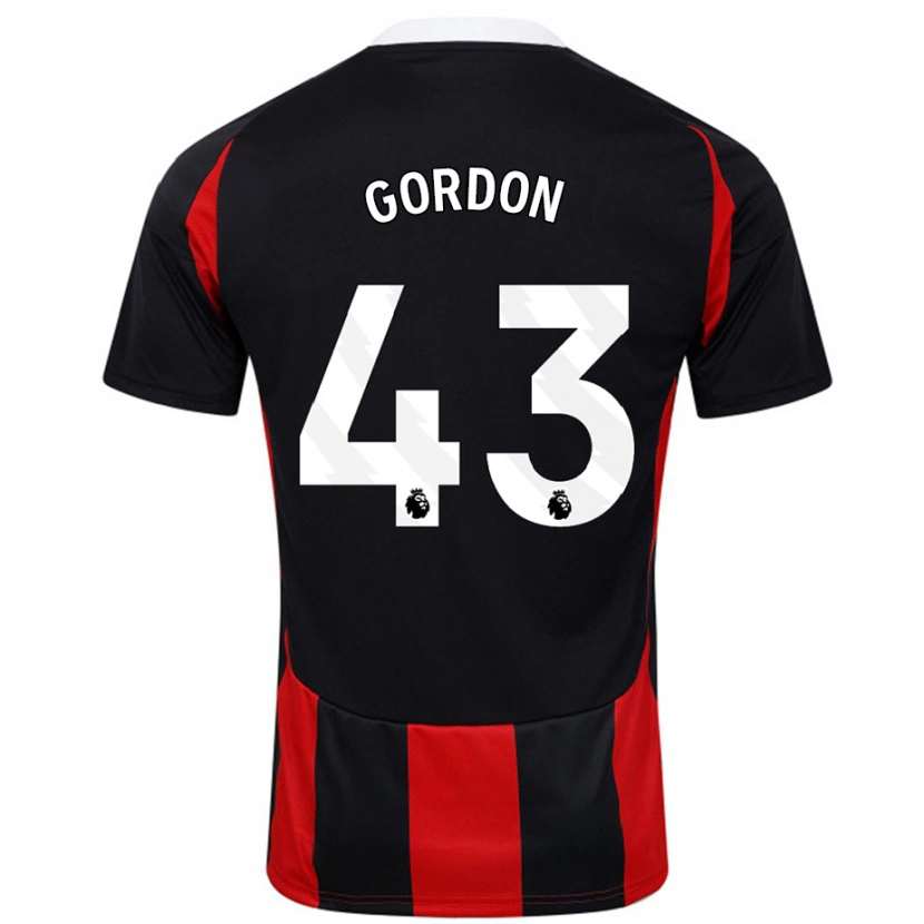 Danxen Børn Lemar Gordon #43 Sort Rød Udebane Spillertrøjer 2024/25 Trøje T-Shirt