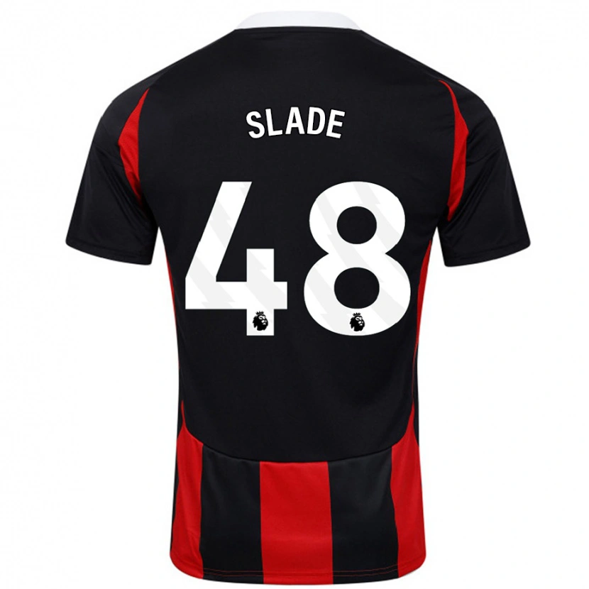 Danxen Børn Bradley Slade #48 Sort Rød Udebane Spillertrøjer 2024/25 Trøje T-Shirt