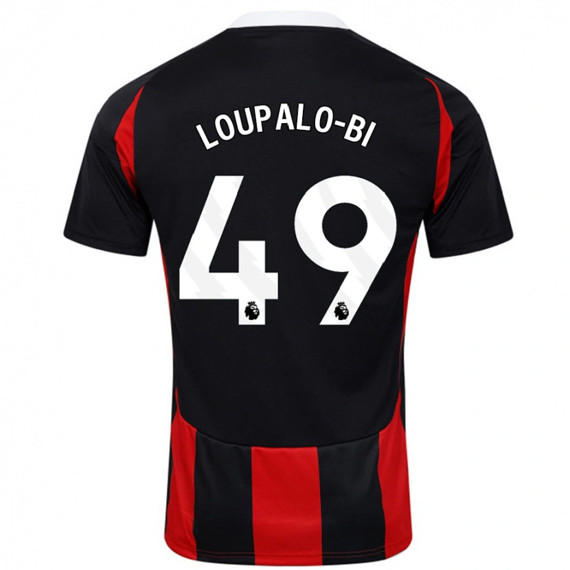Danxen Børn Aaron Loupalo-Bi #49 Sort Rød Udebane Spillertrøjer 2024/25 Trøje T-Shirt
