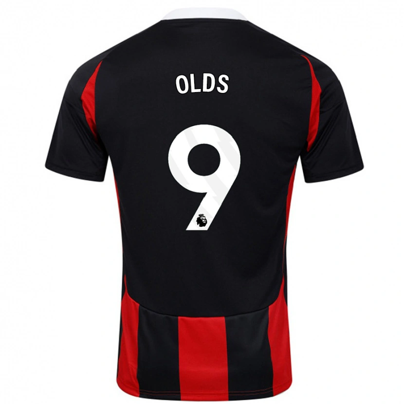 Danxen Børn Ellie Olds #9 Sort Rød Udebane Spillertrøjer 2024/25 Trøje T-Shirt
